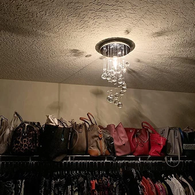 GA Crystal Glass Chandelier - 2 Foot Yellow LED