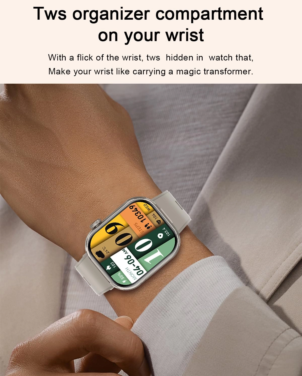Smart Watch with Earbuds - 2.02"