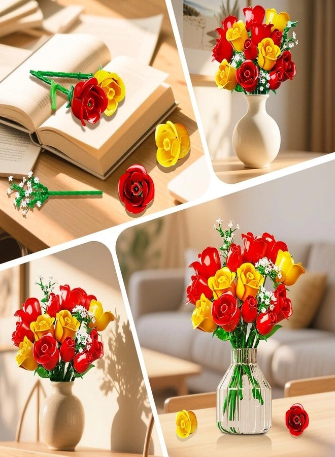 Flowers Bouquet Building Set - 16 Roses 387PCS YELLOW