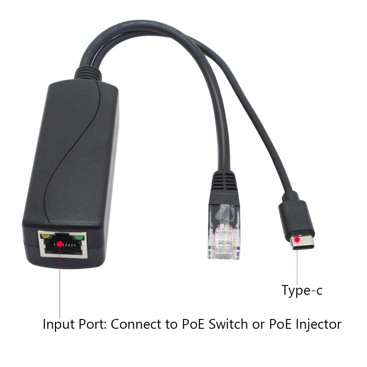 5V Gigabit PoE Splitter - DC44-56V 12W IEEE 802.3af 10/100/1000Mbps