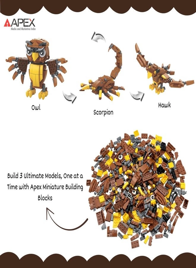 3-in-1 Wild Animal Building Blocks Toy Set - Owl, Hawk or Scorpion 194 pcs