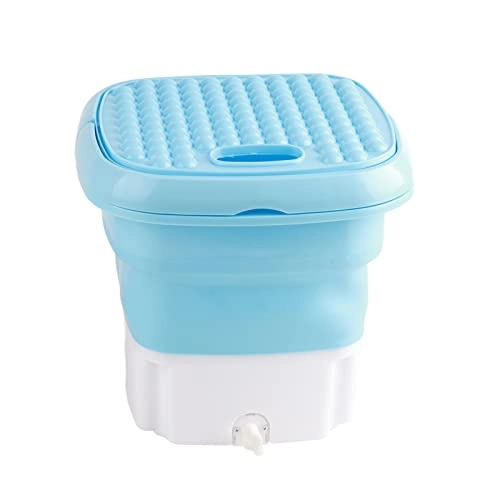 Folding Washing Machine,efficient Portable Mini Washer Small Foldable Bucket Lightweight for Baby Clothes Underwear and Small Items Perfect for Apartment Laundry Camping Rv and Travel(blue)
