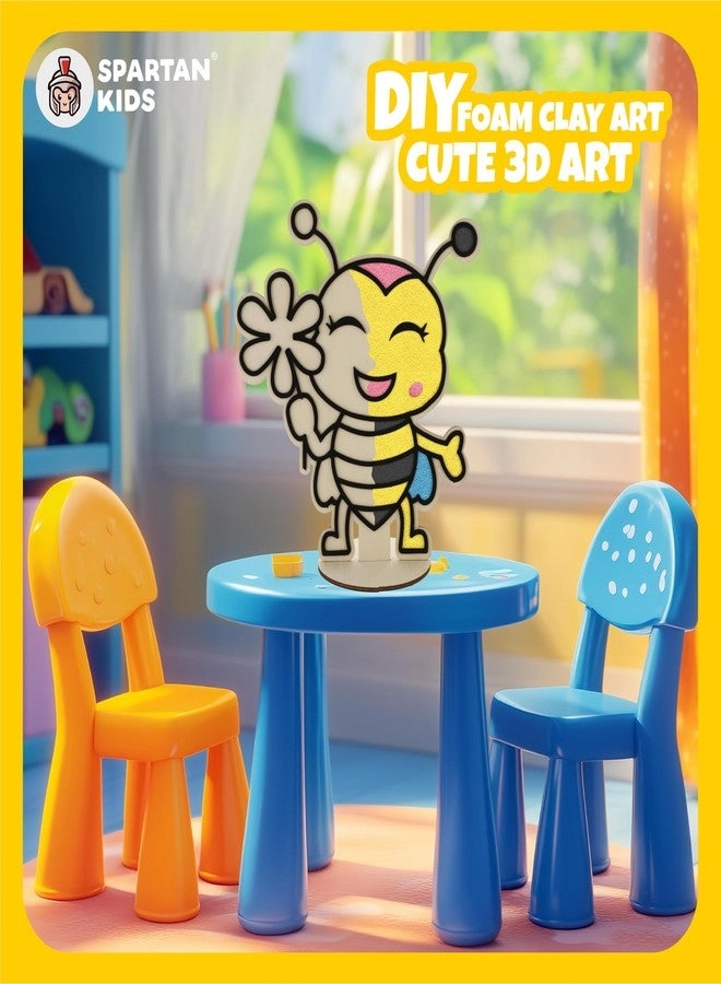 Wooden Honey Bee Board - DIY Foam Clay Art Kit 8 Colors Air Dry Clay