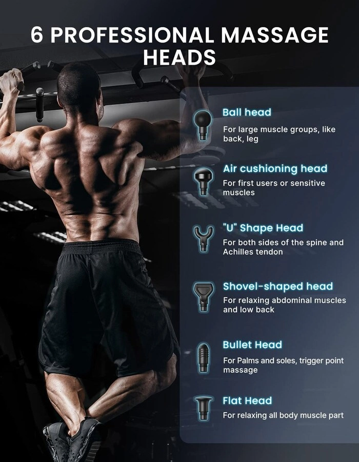 Power Massage Gun - 6 Heads 6 Speed