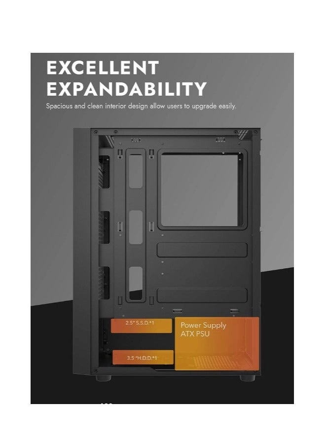 DB330M - Tempered Glass Side Panel Mid Tower