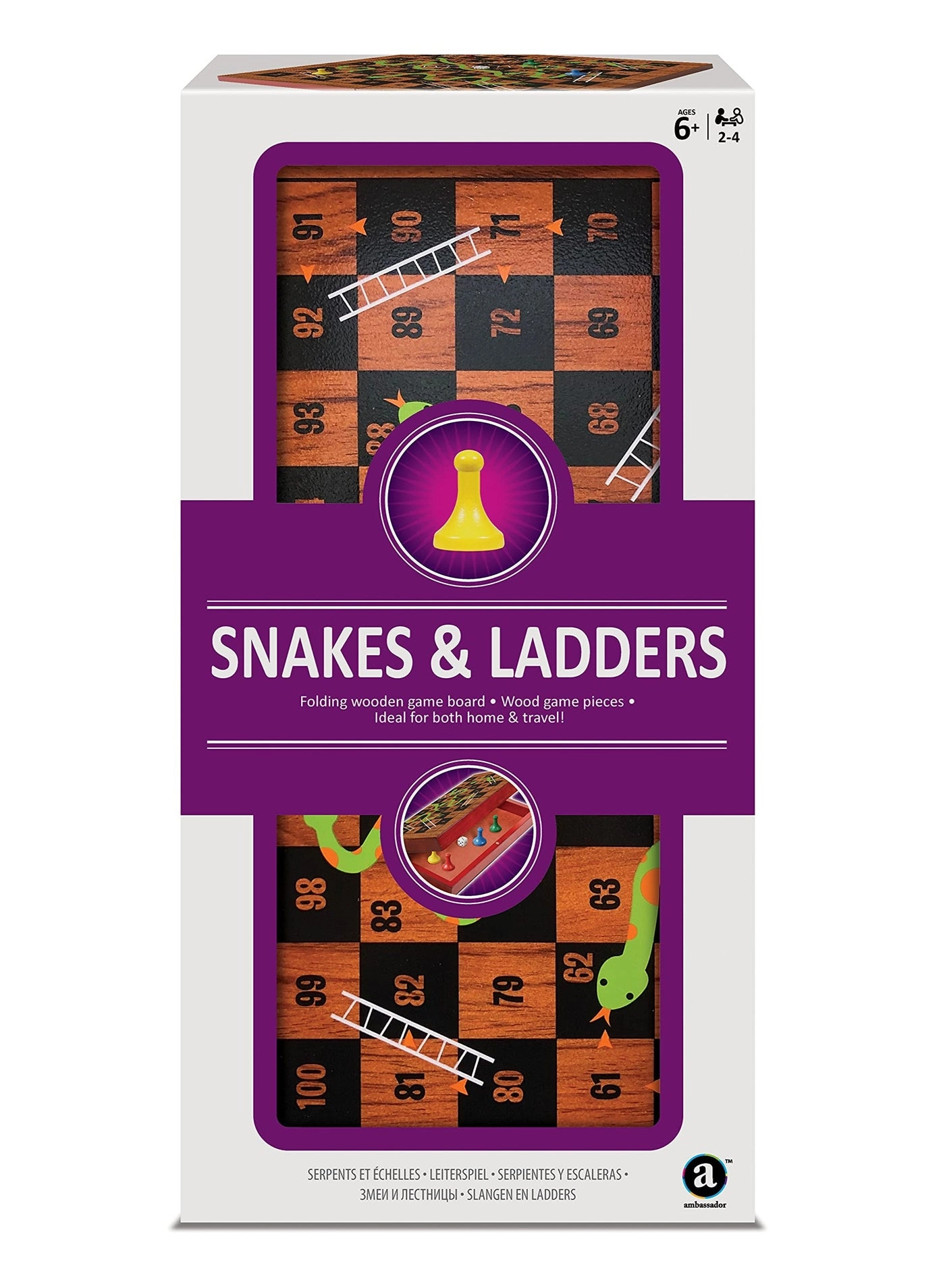 Ambassador Snakes & Ladders - Folding Wood