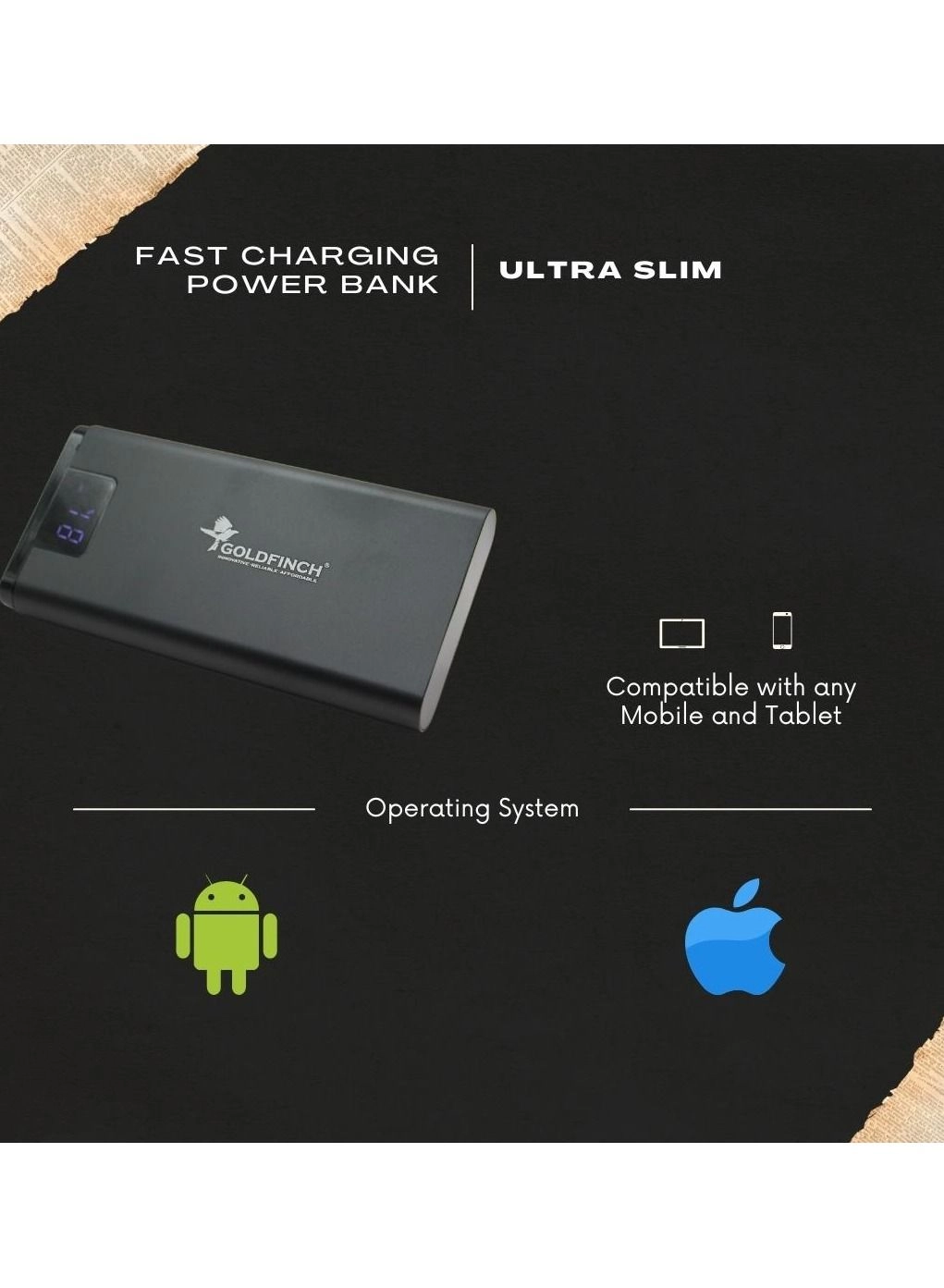 USB C Portable Power Bank - 16000 mAh 20W Fast charging 2 USB A 1 USB C