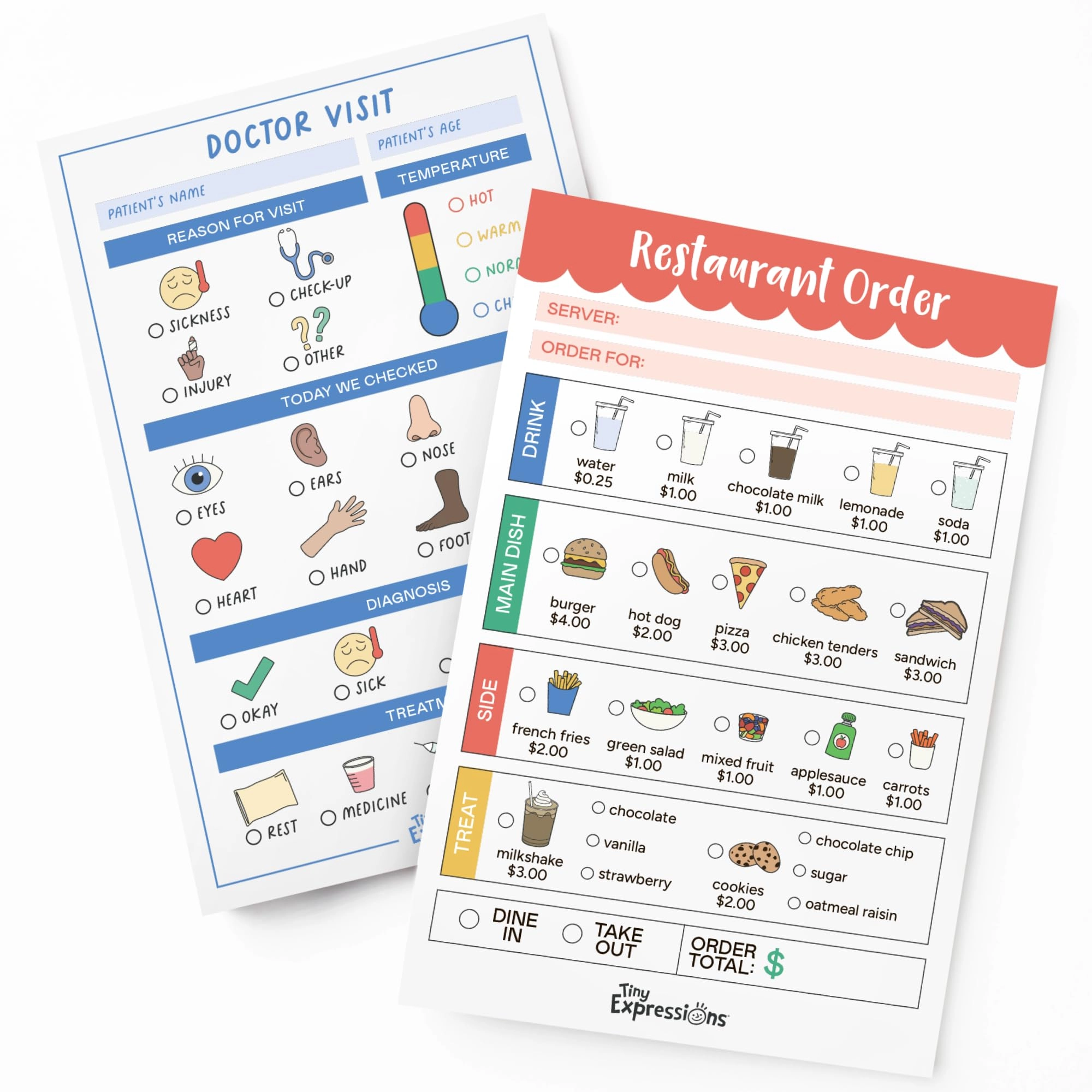 tiny expressions Order-Taking Notepad - 40 Pages + Doctor Visit Notepad - 40 Pages - 2 pcs