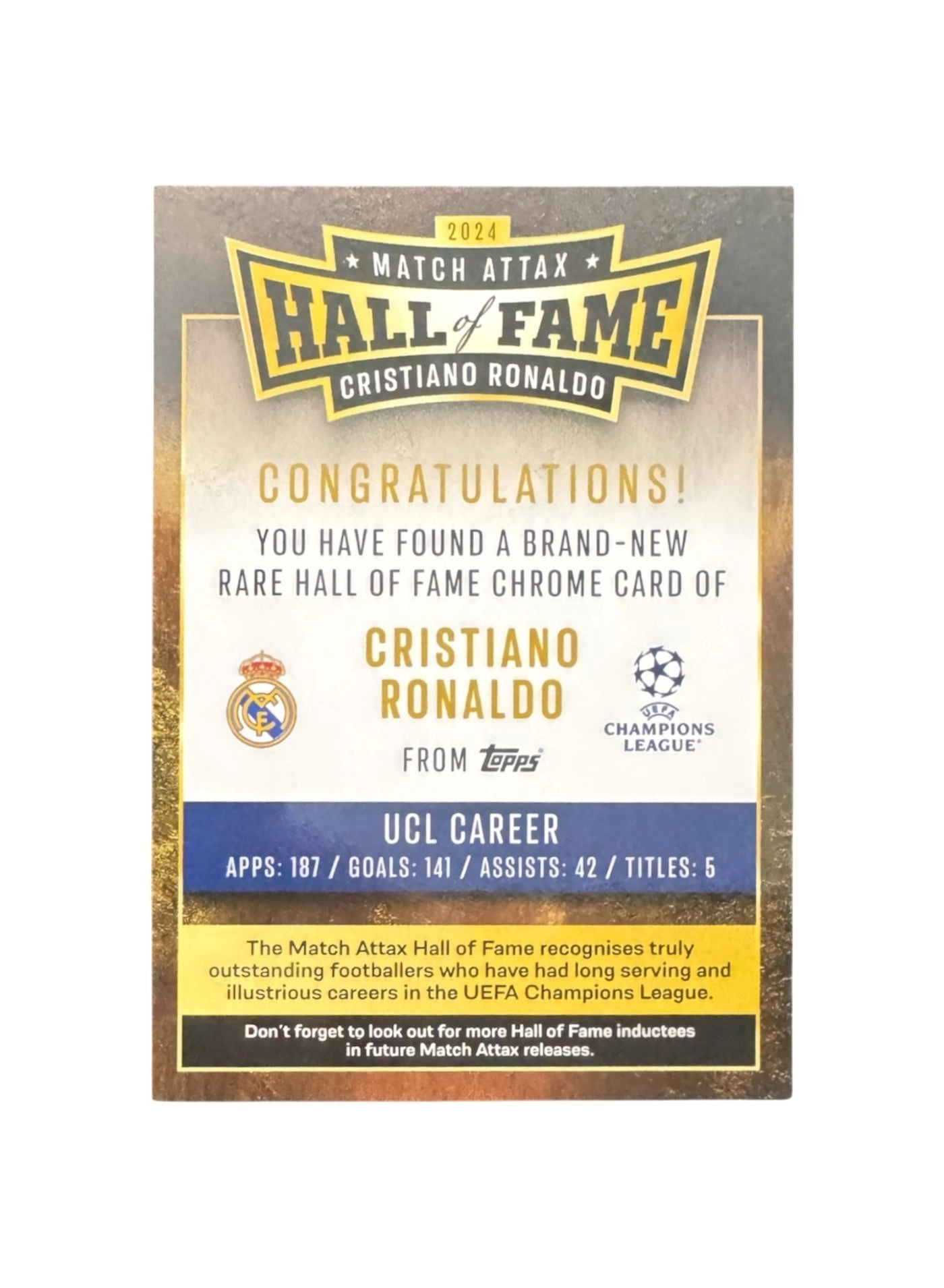 Match Attax 24/25 Cristiano Ronaldo Hall of Fame + 50 Bonus Cards - 50 pcs