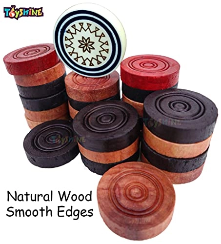 Carrom Coins - Wooden + Striker - Tournament Grade + Urea Powder