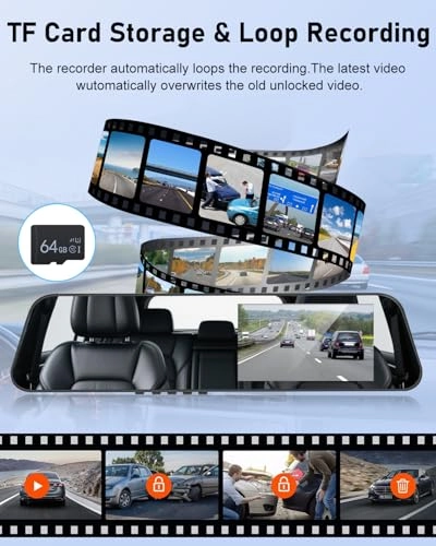 Front and Rear View Mirror with Camera - 1080p
