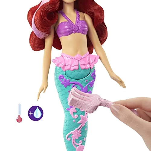 Ariel Swimming Mermaid Doll - Color-change hair and tail Includes seahorse friend
