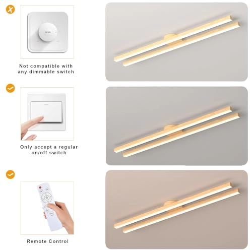 Modern Long LED Dimmable Ceiling Light - 2700K/4500K/6500K