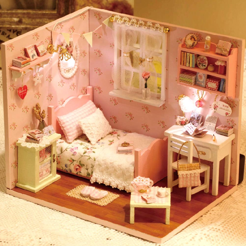 BTOSEP Wooden Dollhouse Miniature Model - Wooden 1:24