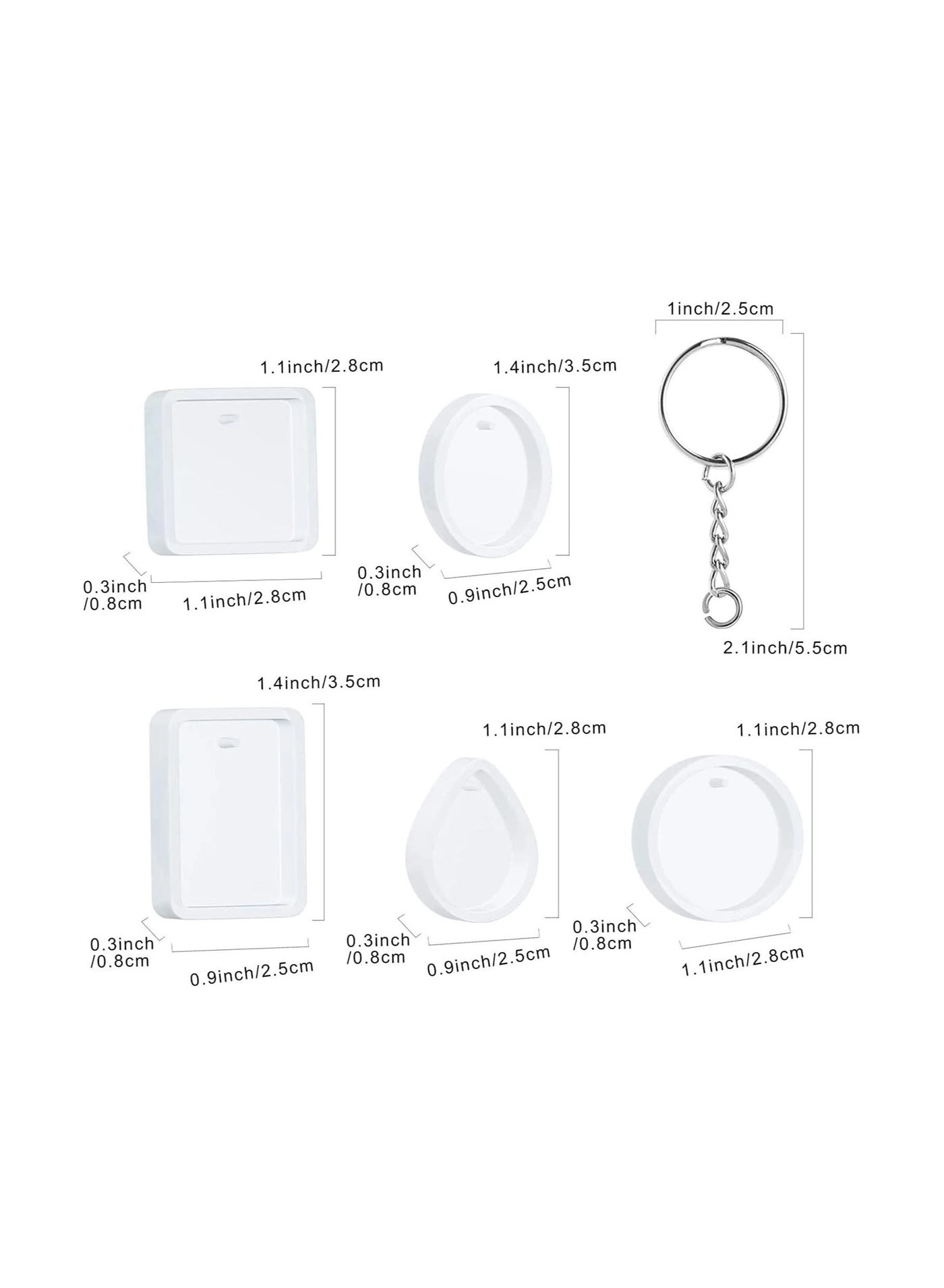 Silicone Resin Molds - 20 Pcs with Keychain Rings