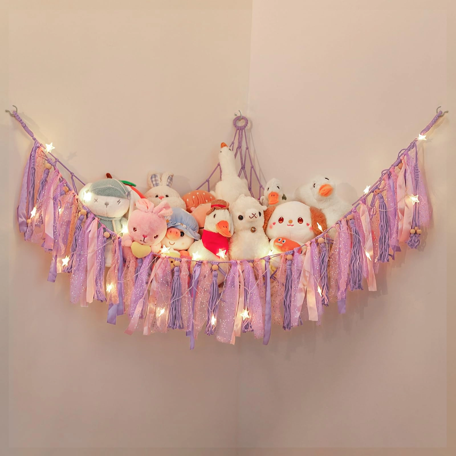 lewondr Stuffed Animal Hammock - macrame