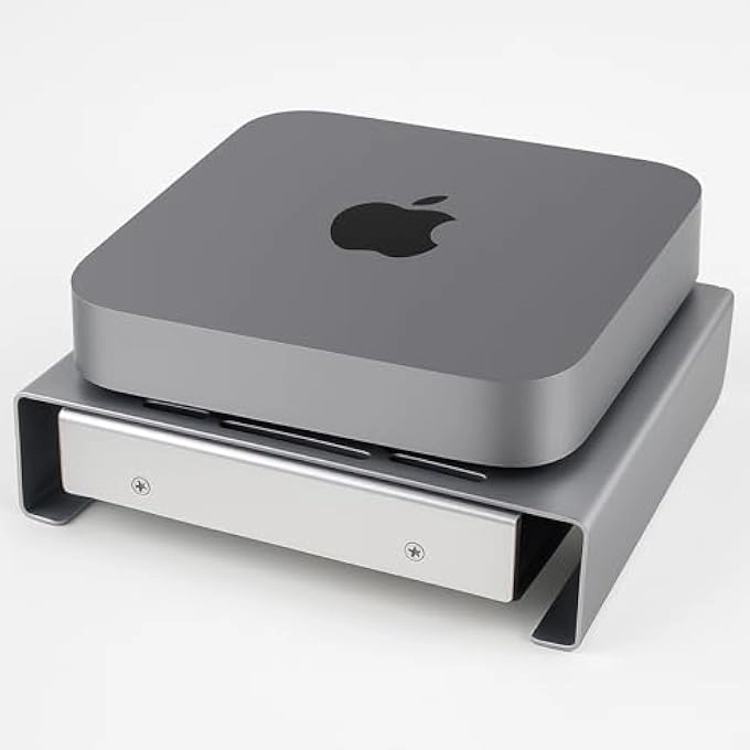 rayihni ALUMINUM STAND WITH COOLING FAN - Compatible with Mac Mini Desktop Organizer