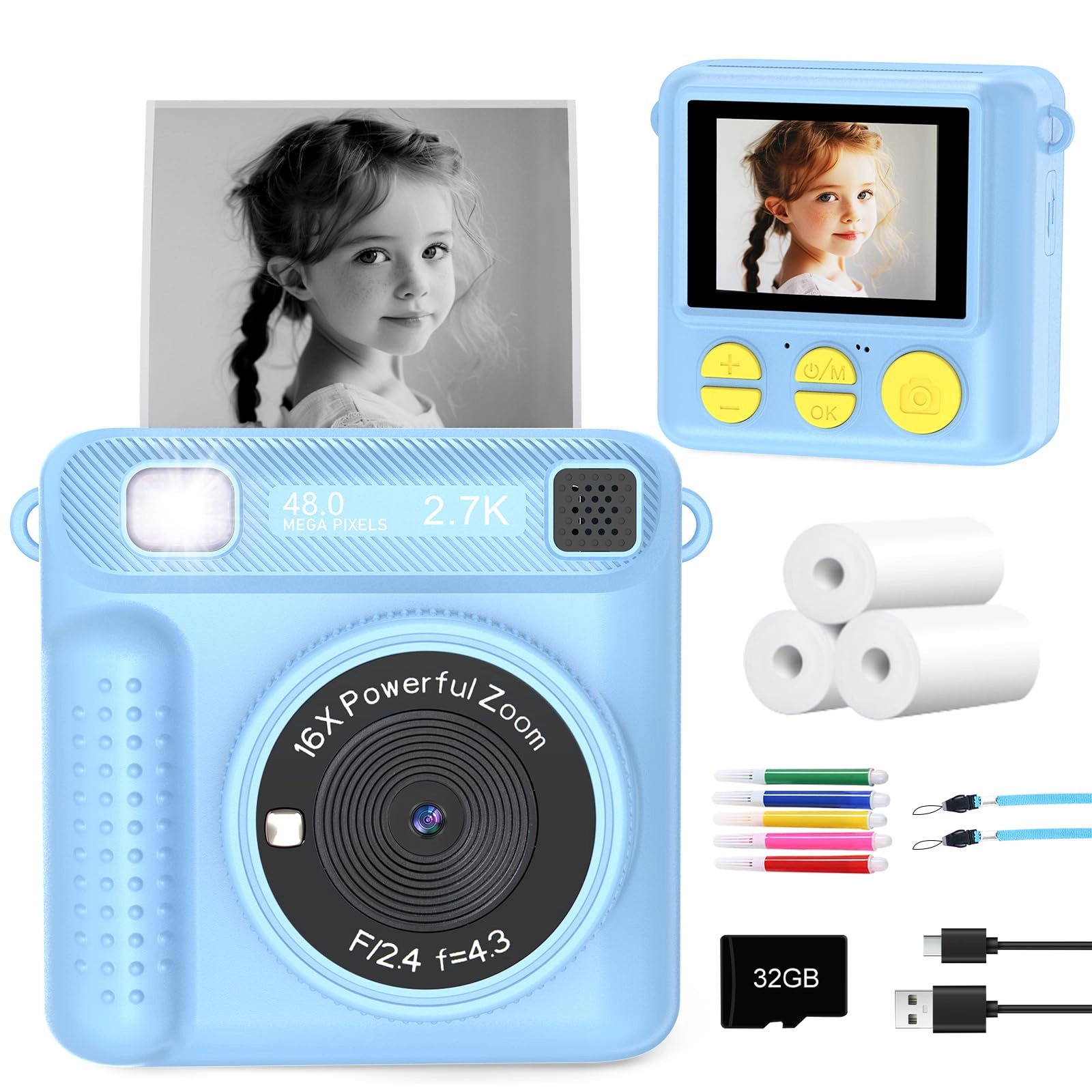 Kids Camera Instant Print - 1080P 32G
