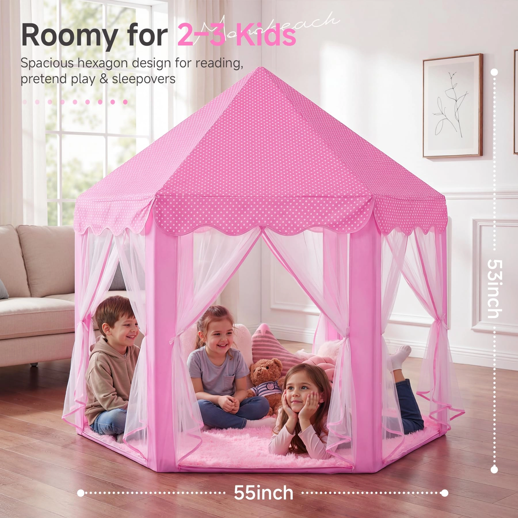 Princess Tent - 55 x 53 inches Pink