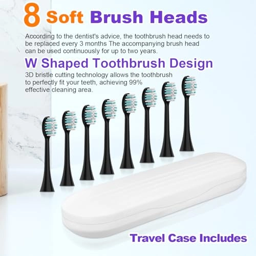 Electric Toothbrush - 30000-45000 VPM 8 Brush Heads IPX7