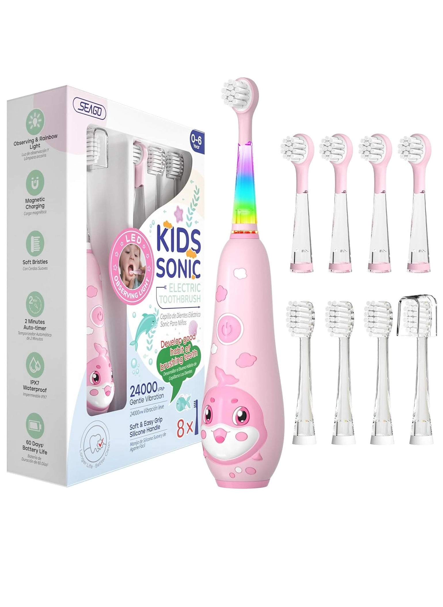 SG-2753 - Ultrasonic Rechargeable 8 Brush Heads 5 Modes