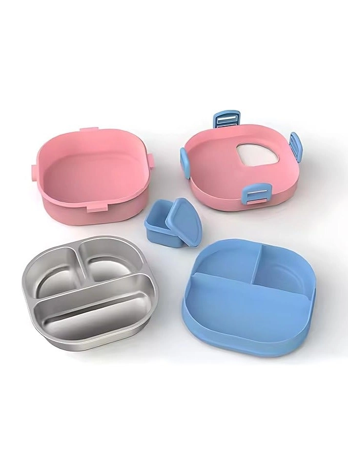 Stainless Steel Lunch Containers - 3 Compartments Bowl