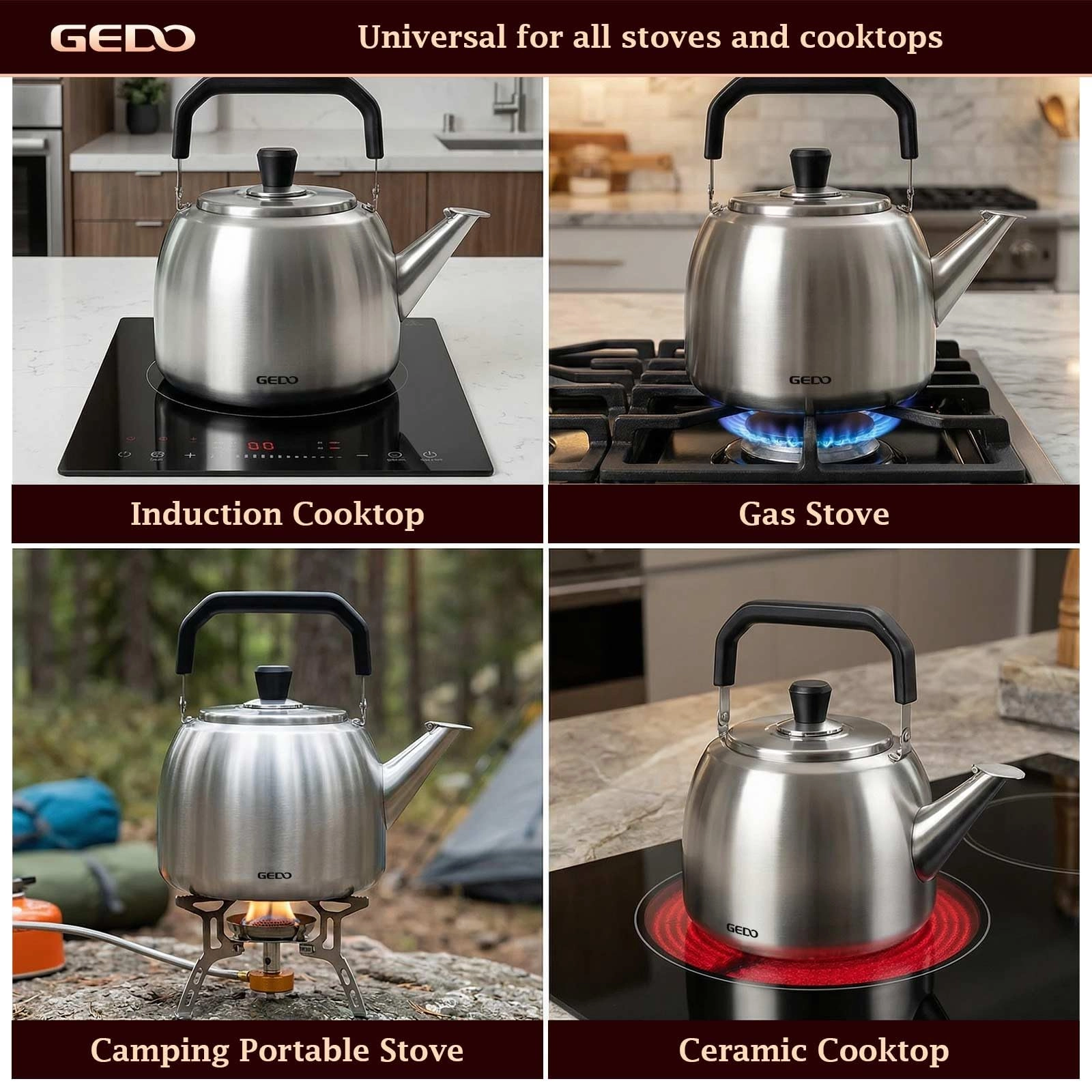 Stainless Steel Whistling Tea Kettle - 5.2 Quarts