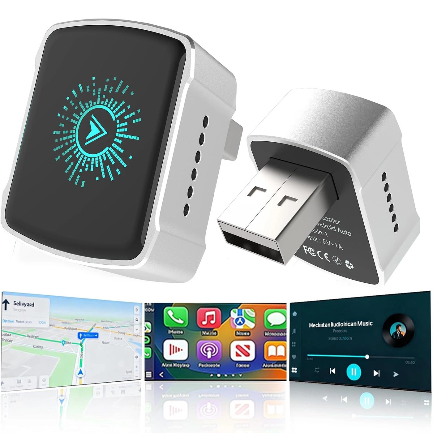COCOING Wireless CarPlay Adapter - 2-in-1 Mini USB/USB-C Plug & Play