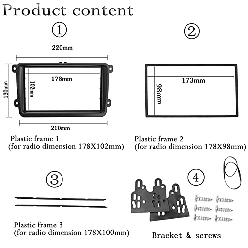 2DIN Radio Fascia - 178X102mm Compatible with Volkswagen/Skoda/Seat