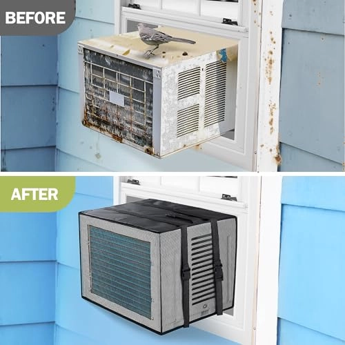 Window Air Conditioner Cover - 27.5"W x 22.5"D x 18.5"H Black Ventilated mesh