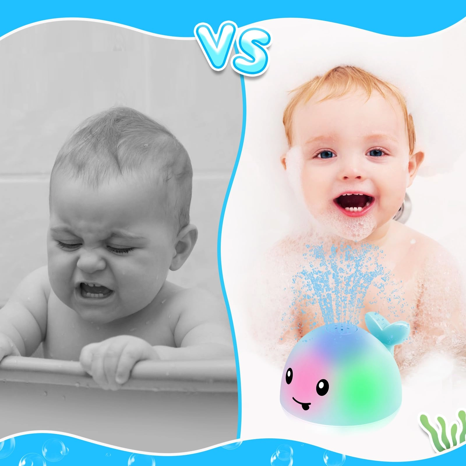 Whale Bath Toy - Light Up Rechargeable Sprinkler