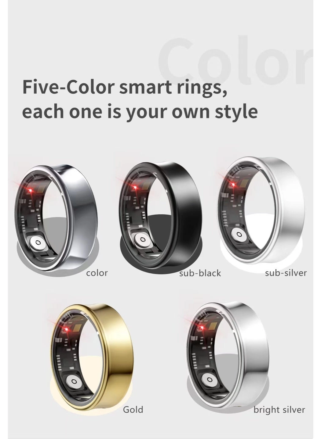 Smart Health Ring - Gold 24-hour Health Monitoring