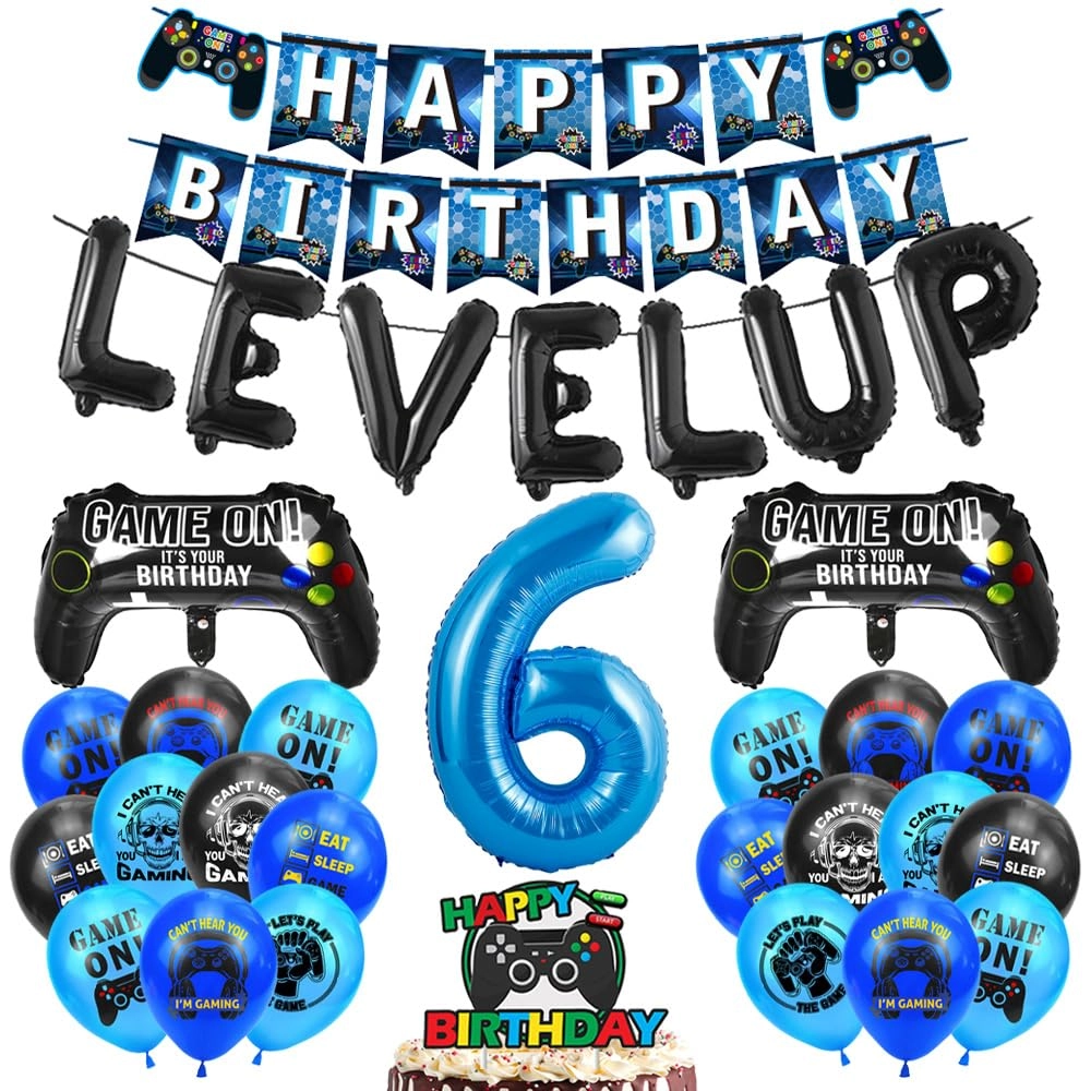 ceqiny 6th Birthday Gamer Decoration Set - 26 pieces Birthday