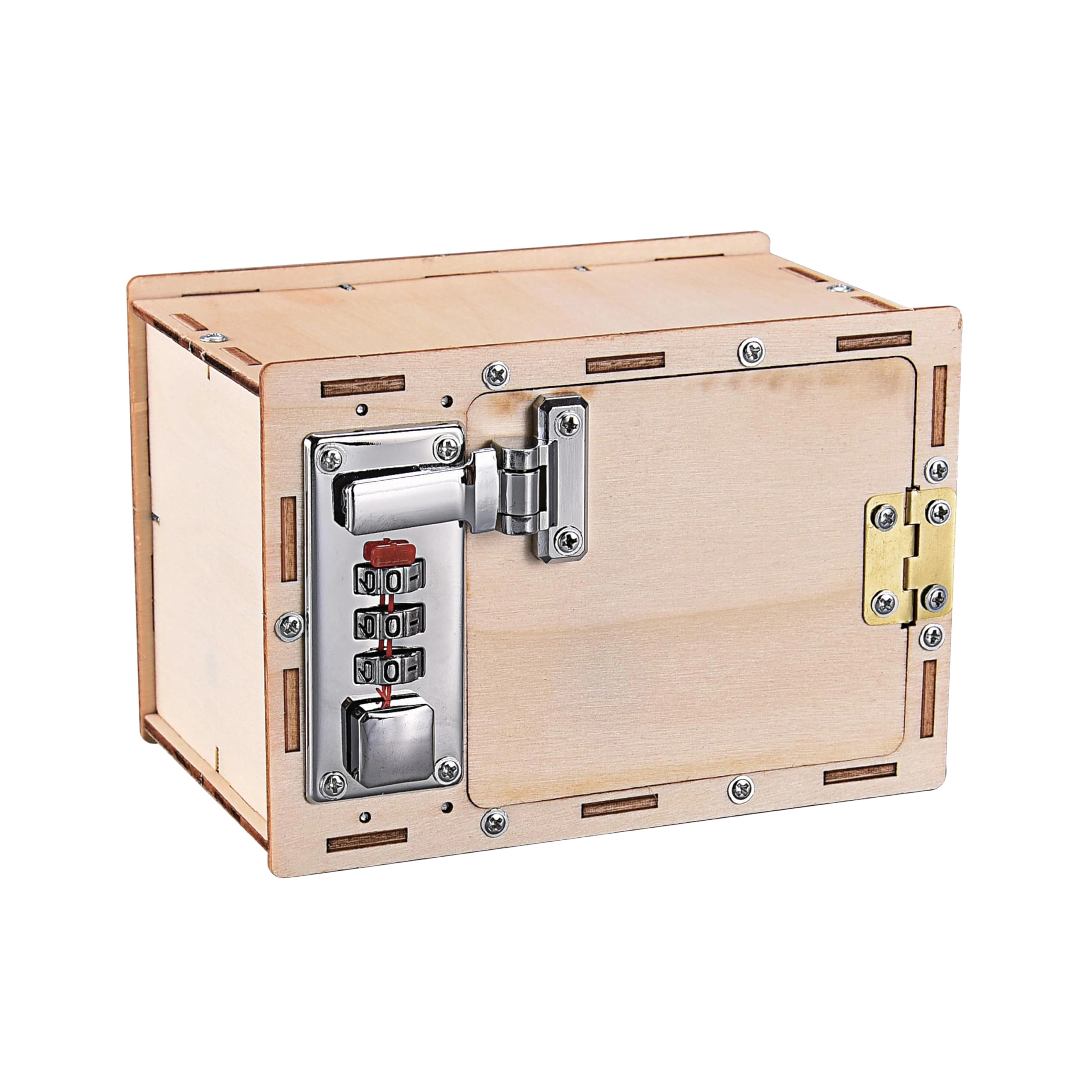 The Source Wholesale Limited Build Your Own Wooden Combination Safe - Flat Pack STEM Project Kit 8 x 8 x 13 cm