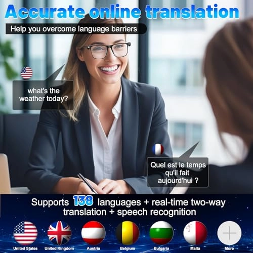 AI Translation Smart Glasses - 138 Languages Photochromic Lens Bluetooth