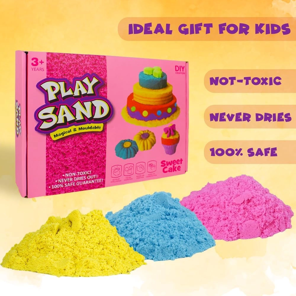 Magical & Moldable Play Sand Set - 3 colors 250 g each 3D shapes