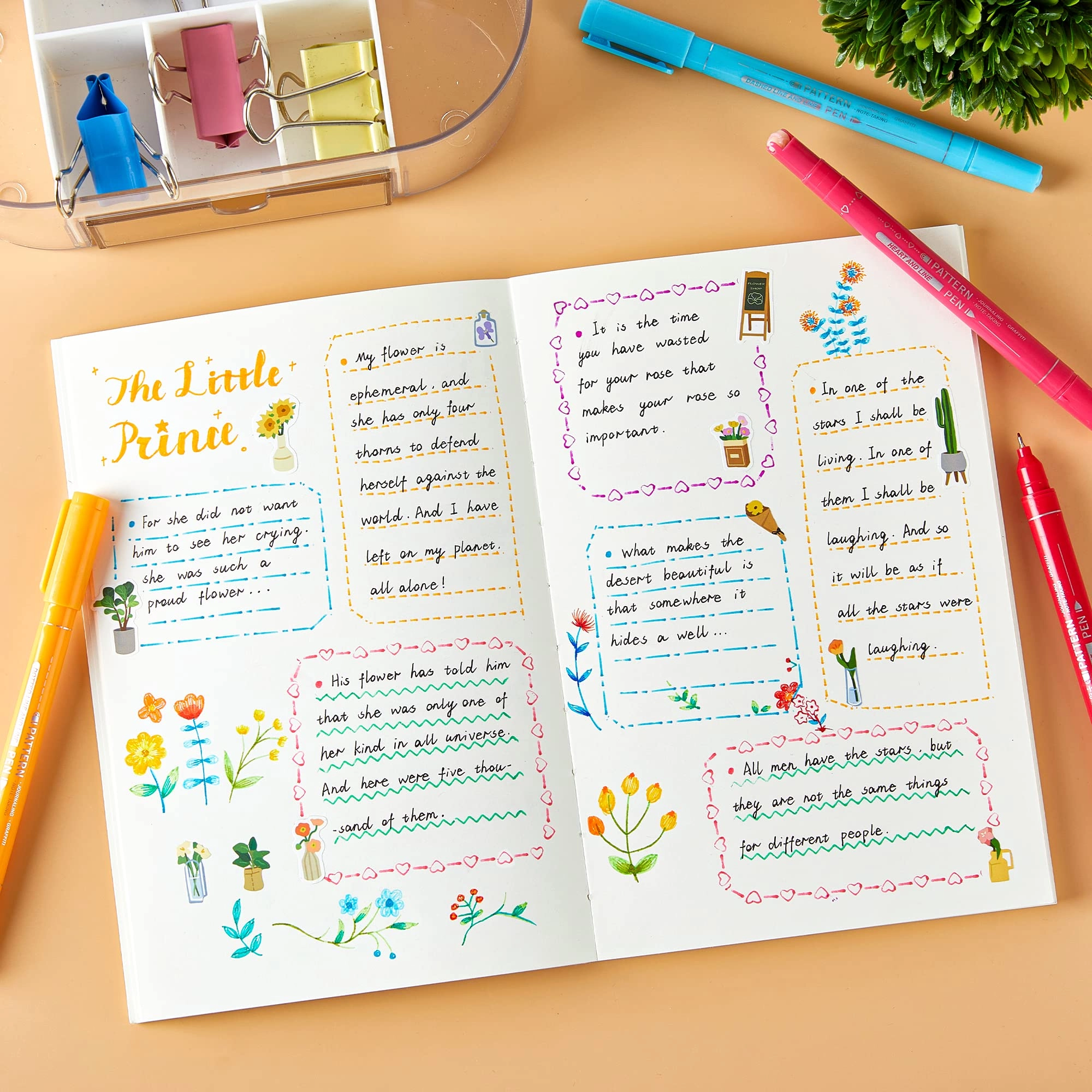Curve Highlighter Pen - Multicolor Pattern Tip + Fine Tip