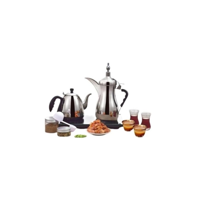 Arabic Dallah - Stainless Steel + Tea Pot + Portable Travel Bag