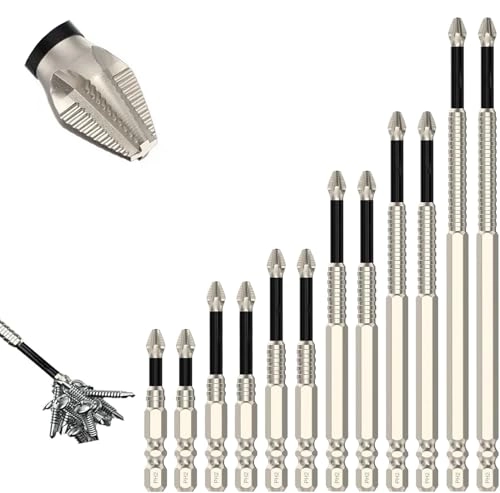 High Magnetic Screwdriver Bit Set - 12 Pcs Alloy Steel 25mm 50mm 65mm 70mm 90mm 150mm