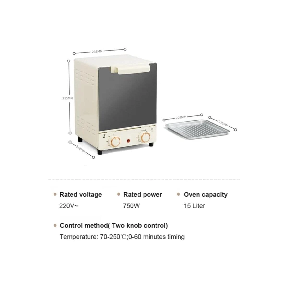 3-Tier Vertical Toaster Oven - 15L