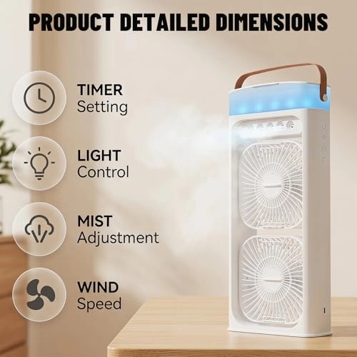 4-in-1 Portable Air Conditioner - Mist Spray Double Fan USB-C Charging