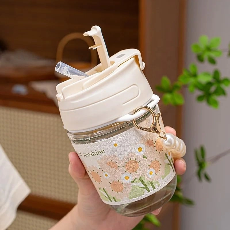 Glass Pearl chain cup Coffee Tumbler - 350ml