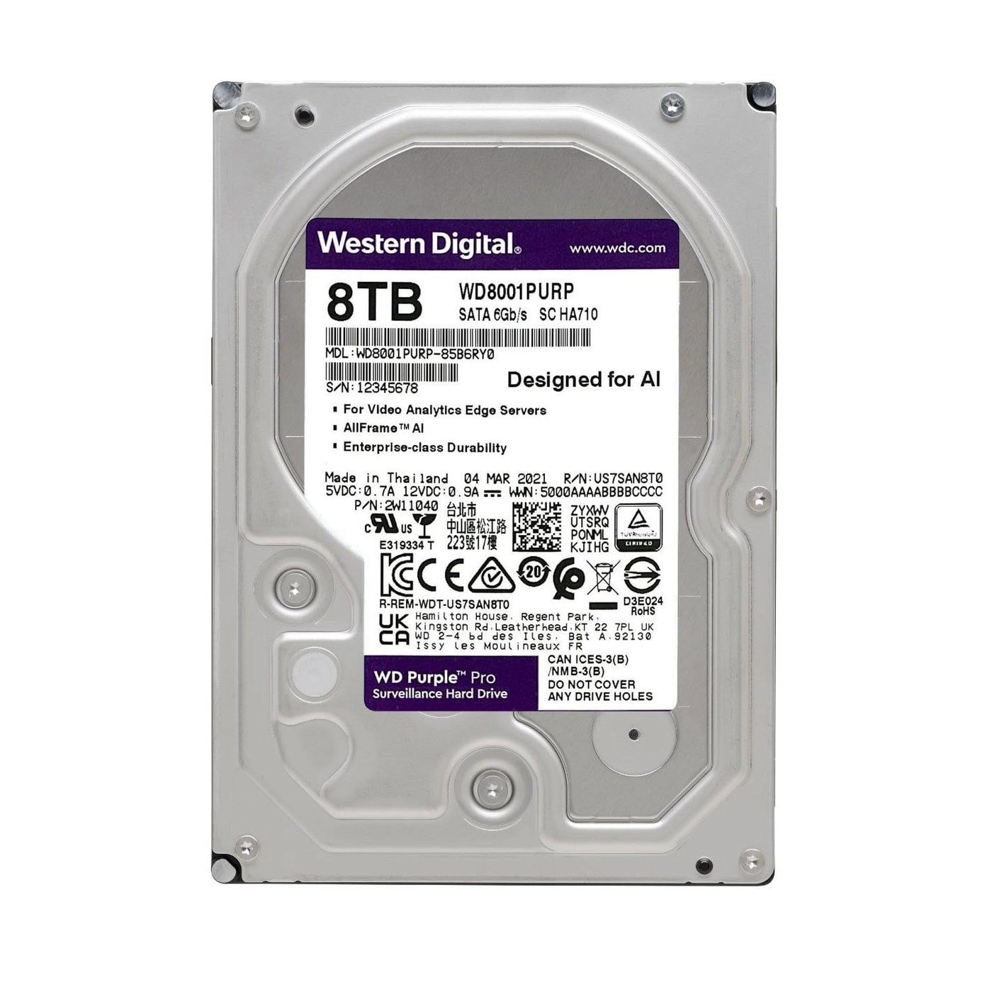 Purple Pro 3.5" 256MB SATA 6Gb/s (WD8002PURP-SPC9JY0) - 8TB