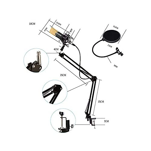 Microphone Suspension Scissor Arm Stand - Adjustable XLR Connector