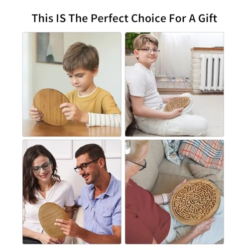 Round Wooden Labyrinth Board - Two metal balls 18x18x1.2cm