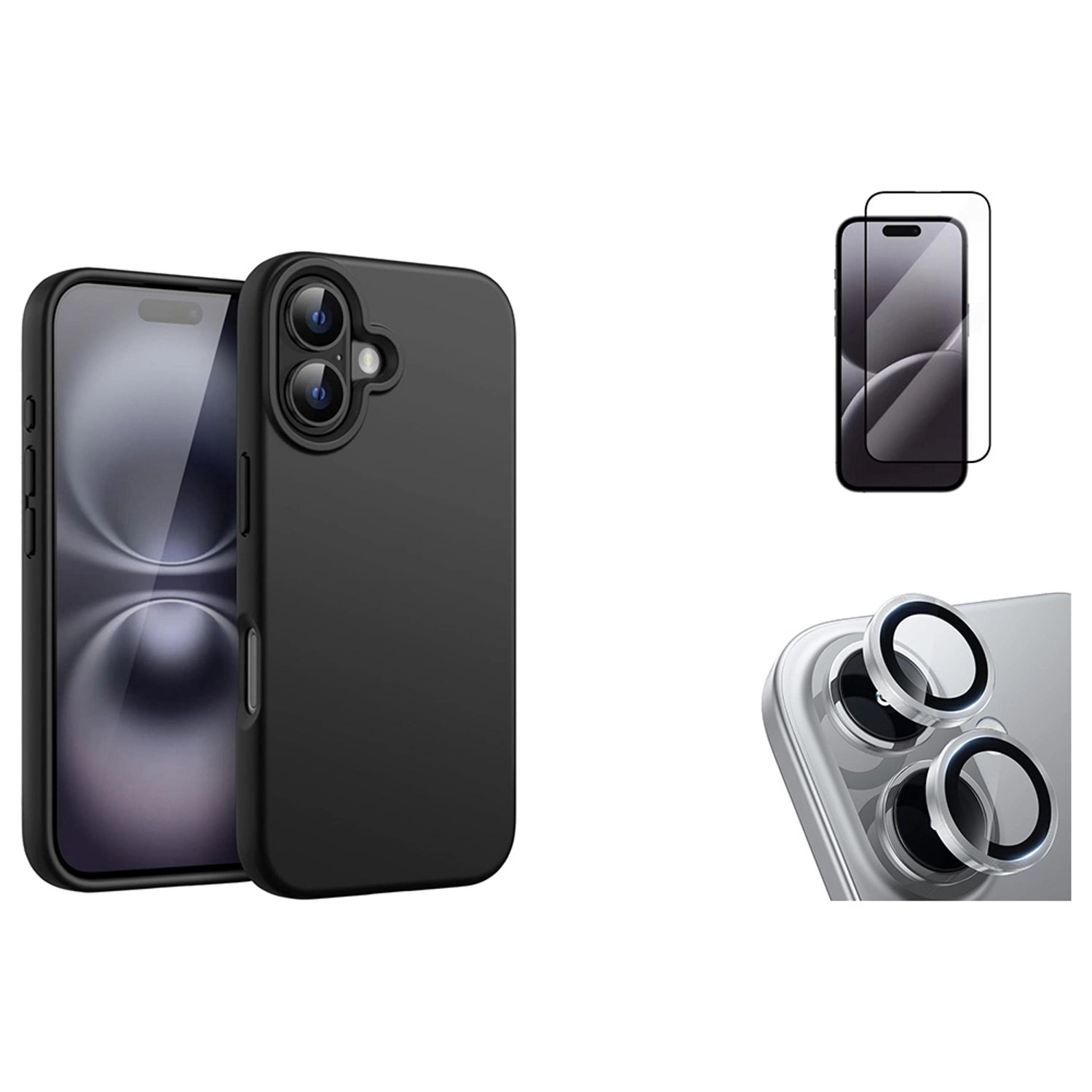 MagSafe Case - Silicone PC for iPhone 16 + Screen Protector + Lens Protector