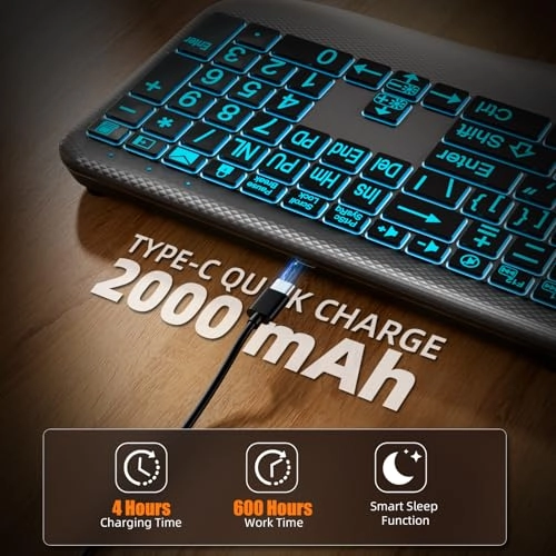 Large Print Backlit Wireless Keyboard - Wireless