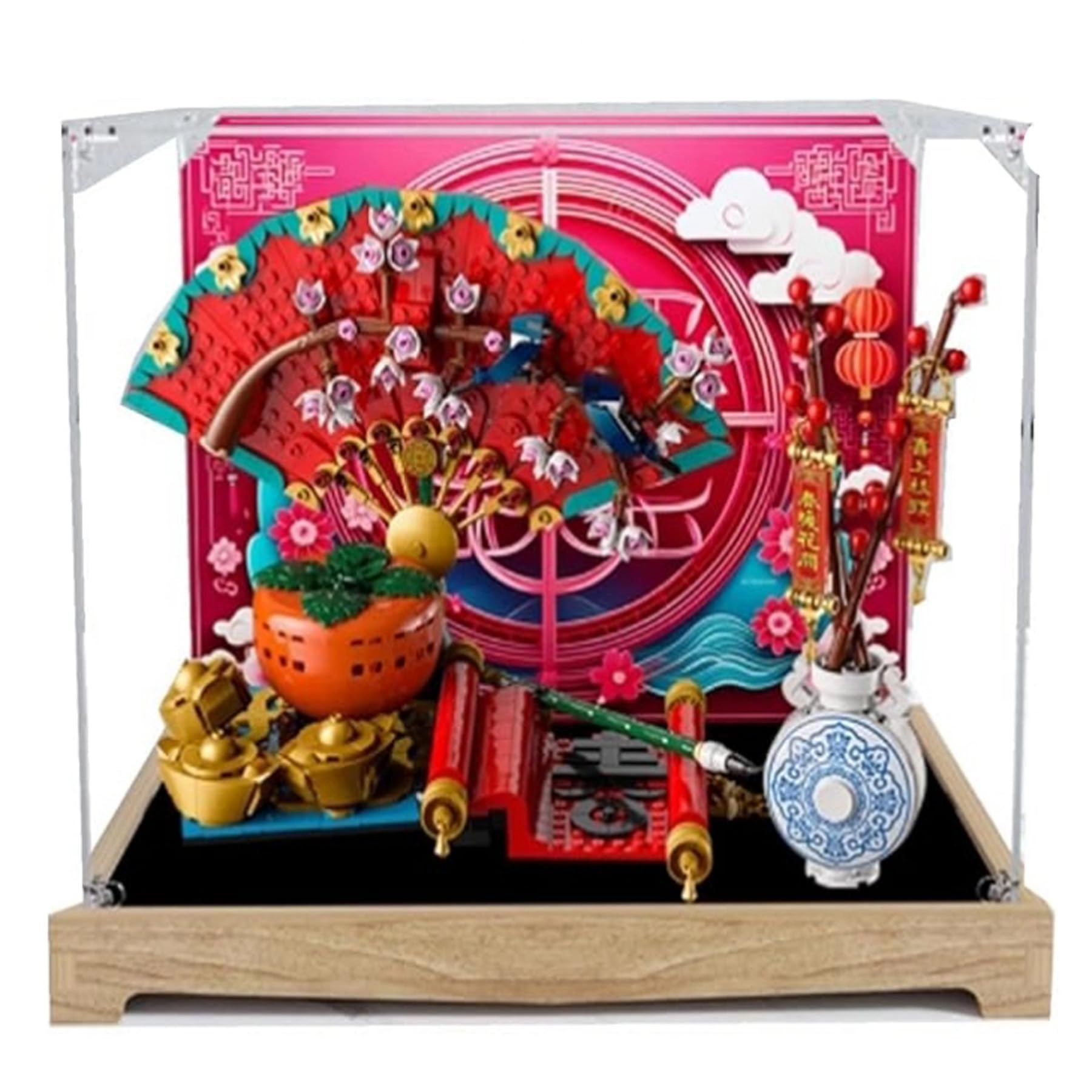 FEIRUBO Acrylic Display Box - Five Fortunes to Welcome Spring Lego