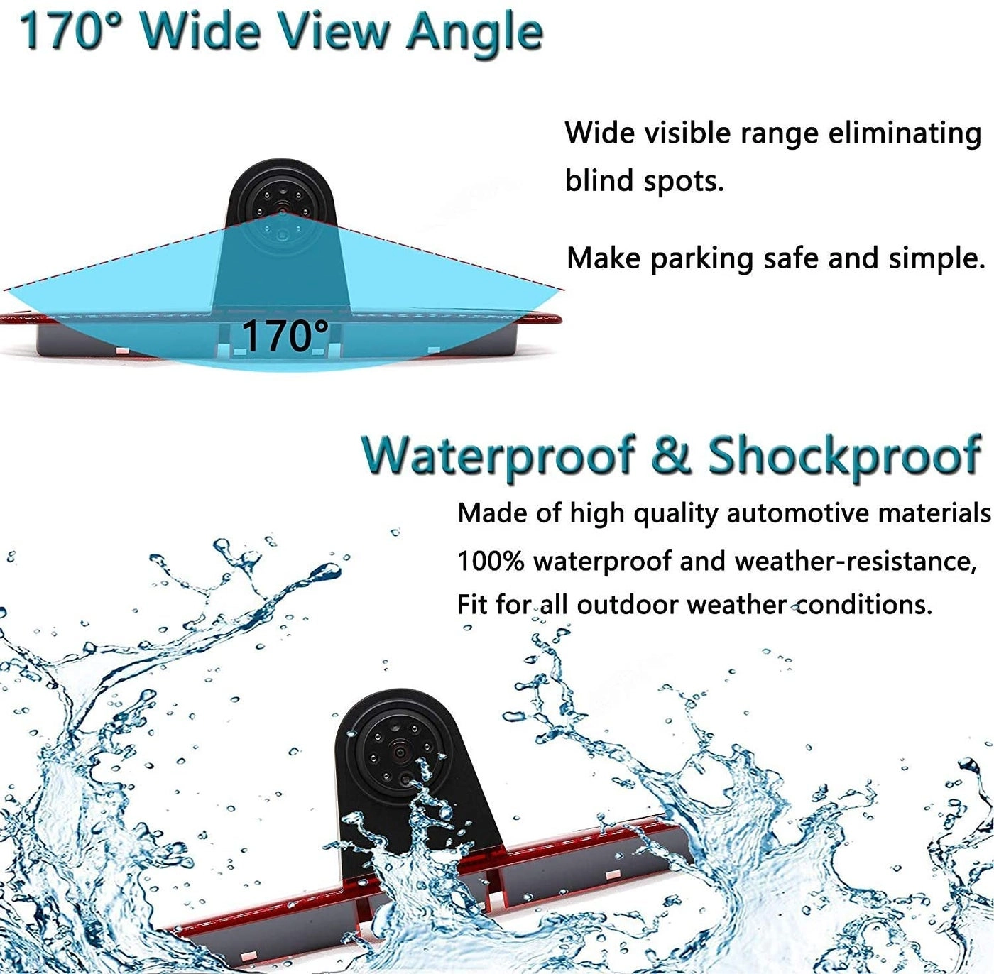 Brake Light Camera - Night vision 480/520 TV lines + Monitor - 7 Inch