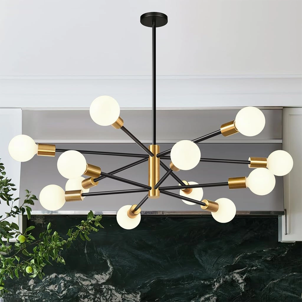 Zhongshan Royaltex Manufacturing Co., Ltd. Modern Metal Chandelier - 12-Light E27 Gold + Black